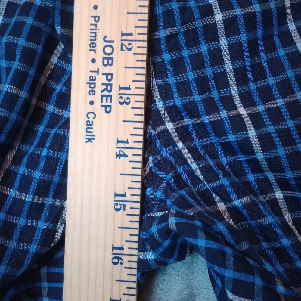 Hanes Mens Sleepwear 4XL Blue Plaid Woven Pajama Set Long Sleeve Shirt Pants NEW